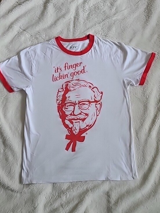 Other - KFC "It's Finger Lickin' Good" Ringer Tee - White & Red Medium
